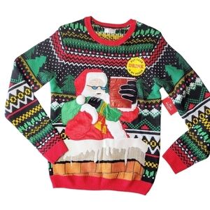 Ugly Christmas Santa Beer Drink Holder Sweater